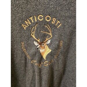 Tocade Mens Gray L Fleece Jacket Anticosti Island Embroidered Deer Hunting